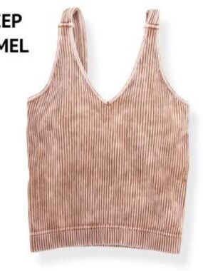 Zenana Outfitters Deep Camel Ribbed V-Neck Cami